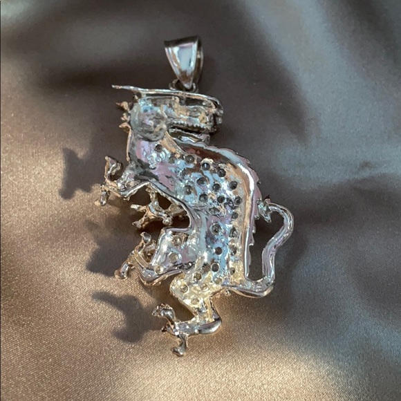 Bling! Sterling Silver/CZ Huge Dragon Pendant - Picture 3 of 5